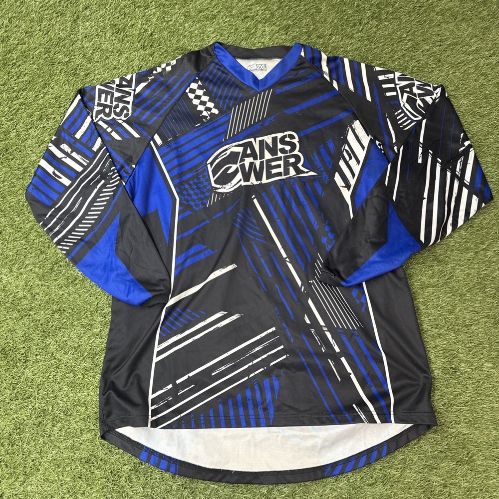 Answer Jersey Mens 2XL Blue Black Motocross MX Supercross Shirt BMX ATV Racing